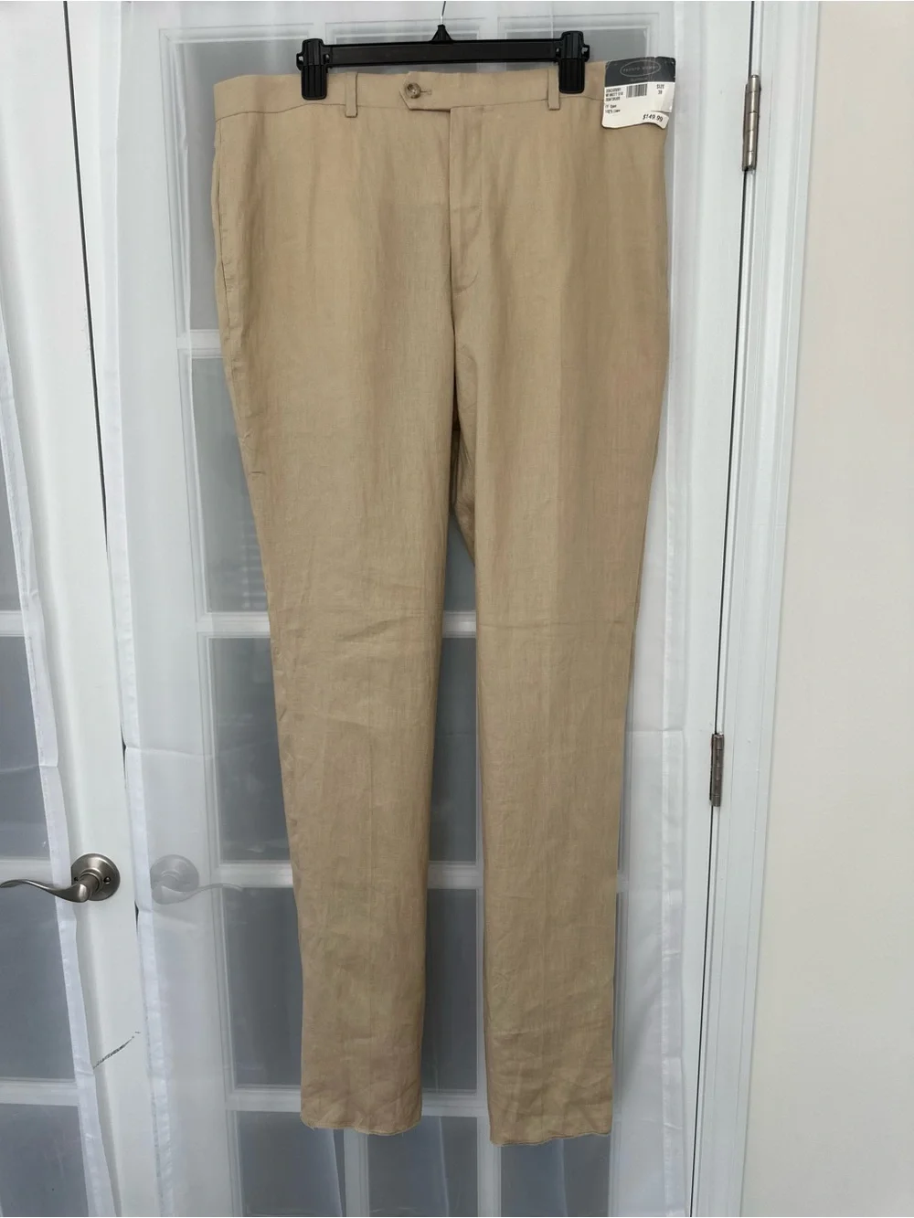 Pronto Uomo Platinum Linen Dress Pants Mens 38 Tan Beige Flat Front NWT
